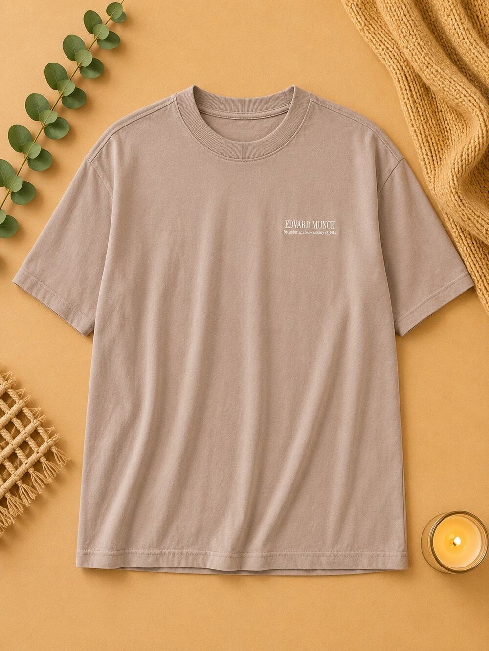 RGSTR Edvard Munch Beige Grim Reaper Short Sleeve Graphic T-Shirt Men Sz M